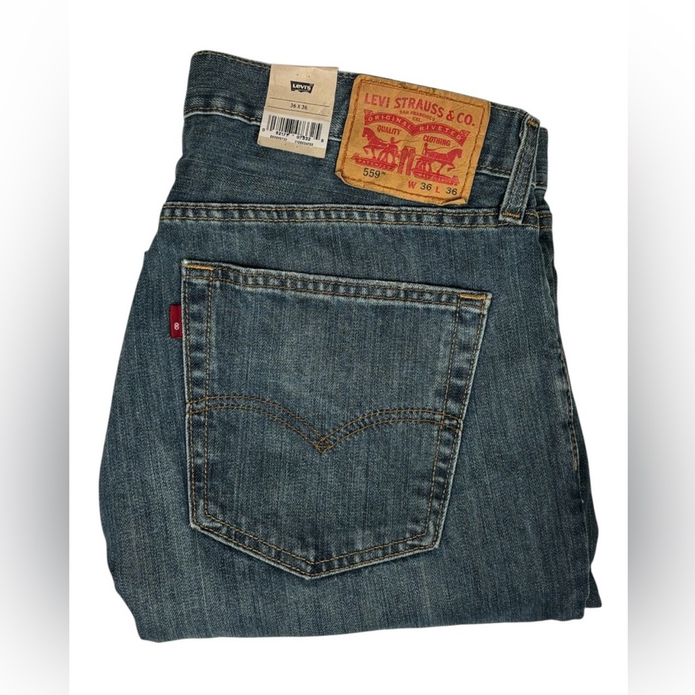 Levis 559 Jeans Men’s 36X36 Relaxed Straight Loose Leg Blue Denim Five Pocket